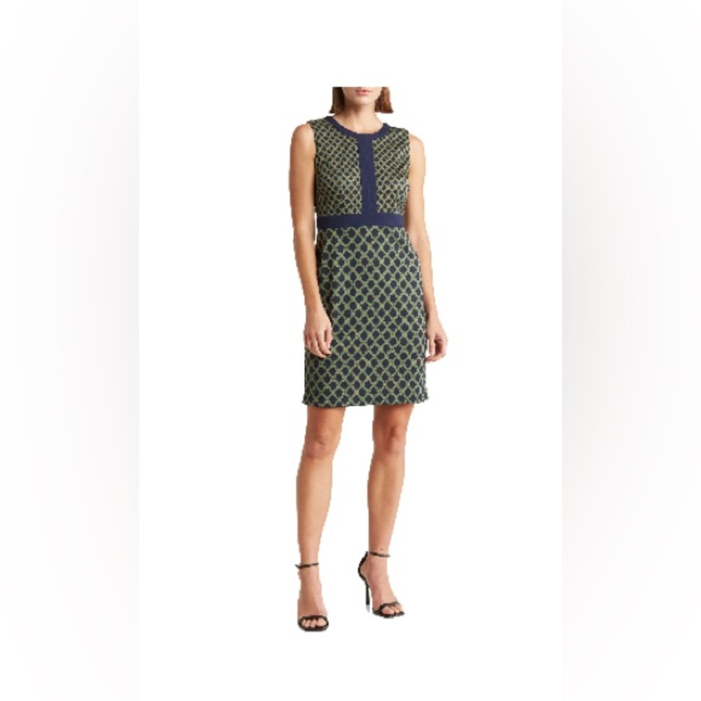 NWT London Times Geometric Sleeveless Shift Dress